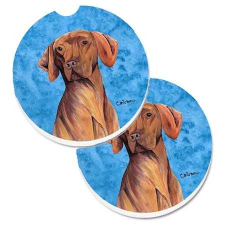 Carolines Treasures Blue Vizsla Set of 2 Cup Holder Car Coaster SC9132BUCARC